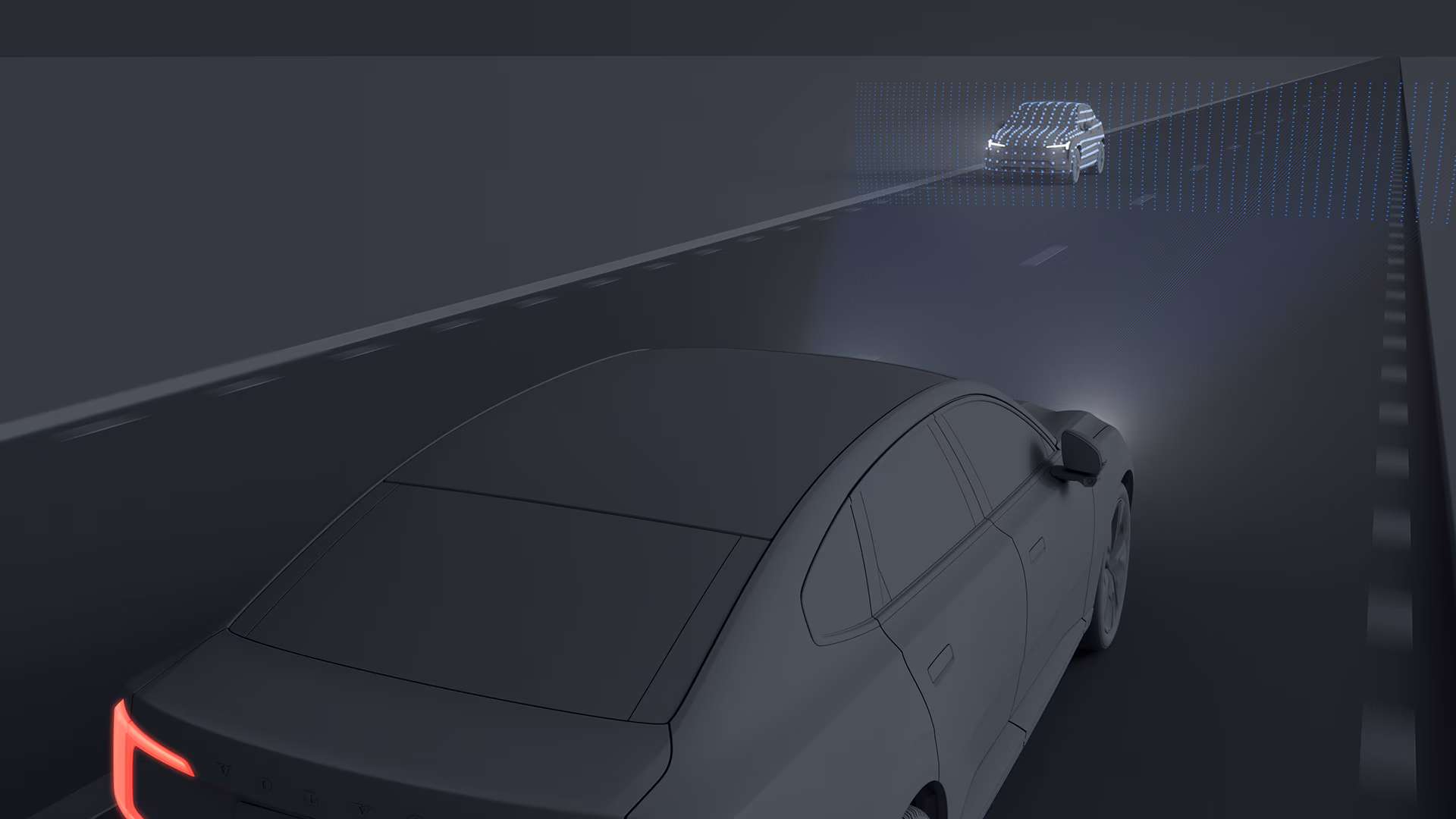 Volvo ES90 із системою розпізнавання транспорту в темряві