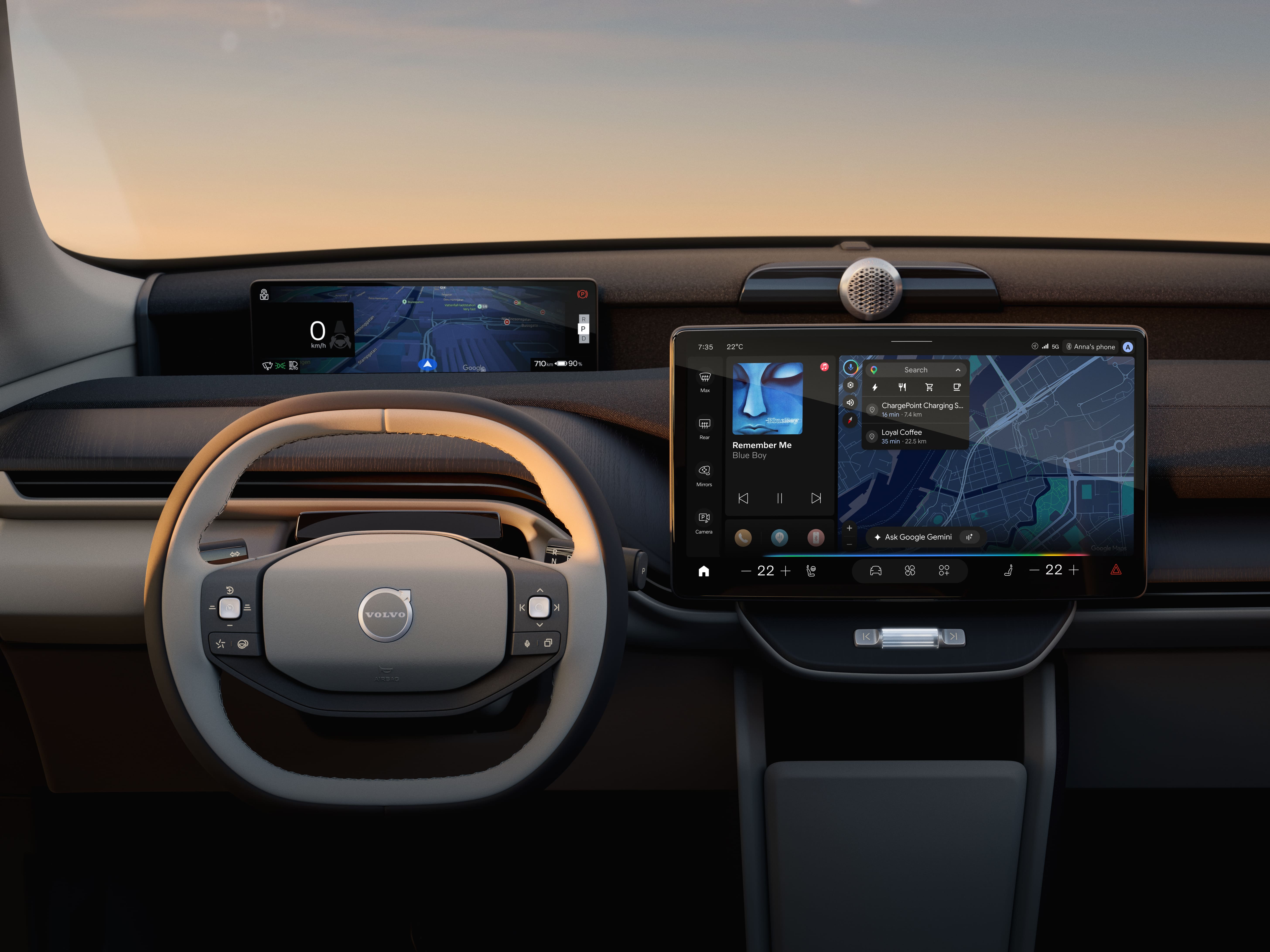 дисплей volvo вид з середини, google geminі